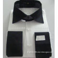 mens black high spread collar and black french cuff dress shirts